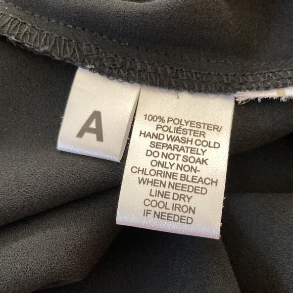 LOFT Long Sleeve Black Top, Sleeves have striped with white and dark tan dots - Picture 6 of 7